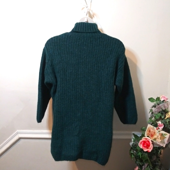 Mango Teal Wool/Alpaca Blend Turtleneck Sweater Mini Dress - Picture 3 of 9
